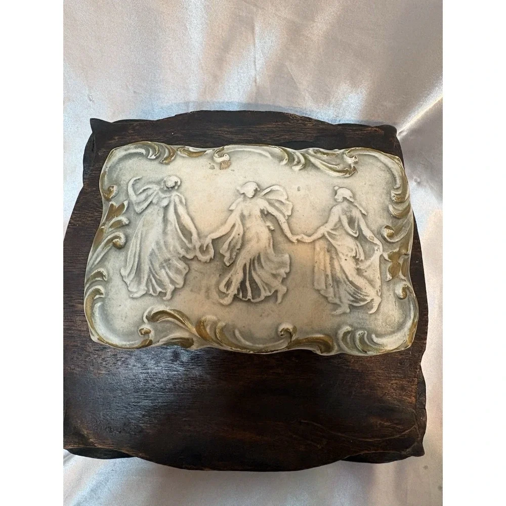 French Bisque Porcelain Trinket Cigarette dresser Box Late 1800s